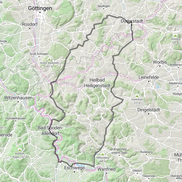 Karten-Miniaturansicht der Radinspiration "Hügelige Fahrradroute durch das Leinetal" in Braunschweig, Germany. Erstellt vom Tarmacs.app-Routenplaner für Radtouren