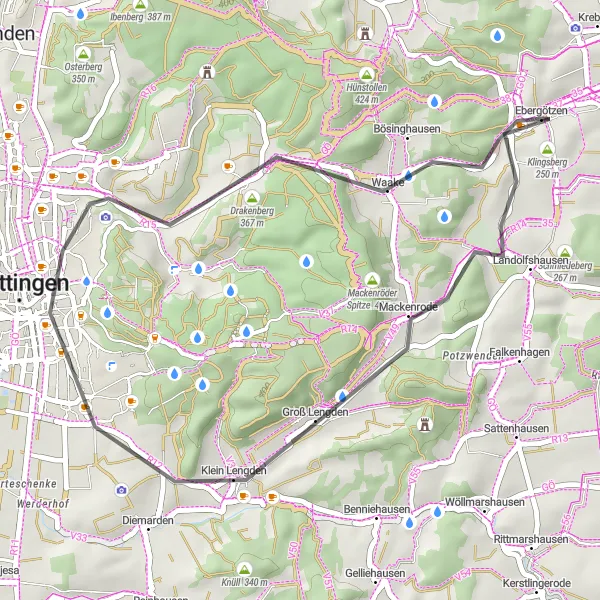 Karten-Miniaturansicht der Radinspiration "Rundtour um Ebergötzen" in Braunschweig, Germany. Erstellt vom Tarmacs.app-Routenplaner für Radtouren