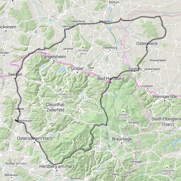 Map miniature of "The Ultimate Harz Challenge" cycling inspiration in Braunschweig, Germany. Generated by Tarmacs.app cycling route planner