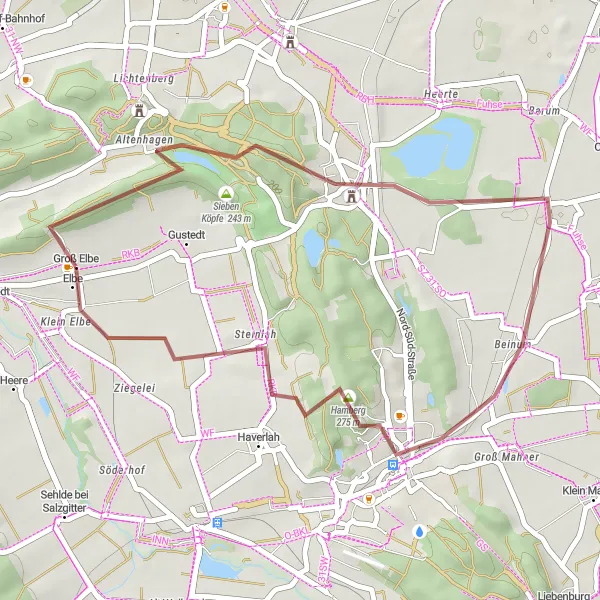 Map miniature of "Salzgitter Gravel Loop" cycling inspiration in Braunschweig, Germany. Generated by Tarmacs.app cycling route planner