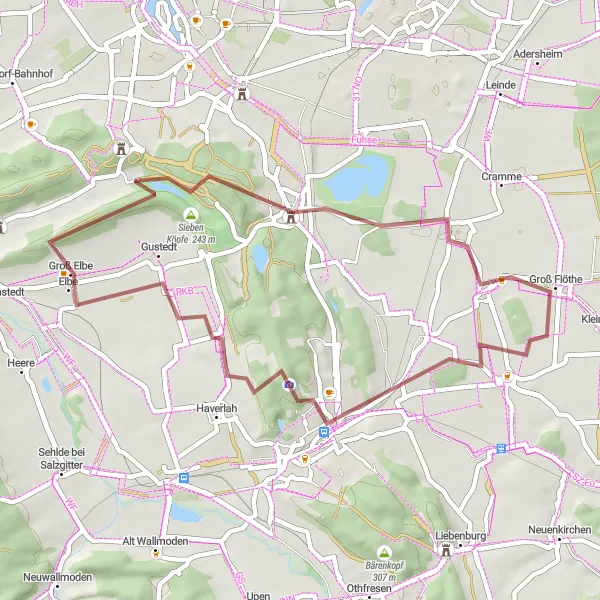 Map miniature of "Lichtenberg and Salzgitter Gravel Tour" cycling inspiration in Braunschweig, Germany. Generated by Tarmacs.app cycling route planner