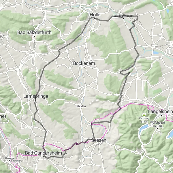 Map miniature of "Elbe - Heere - Lamspringe" cycling inspiration in Braunschweig, Germany. Generated by Tarmacs.app cycling route planner