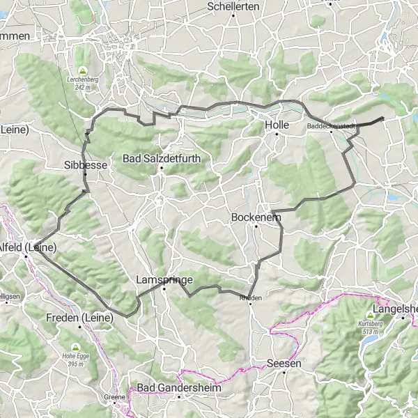 Map miniature of "Elbe - Baddeckenstedt - Baddeckenstedt" cycling inspiration in Braunschweig, Germany. Generated by Tarmacs.app cycling route planner