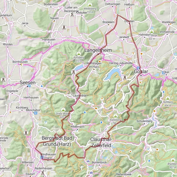 Karten-Miniaturansicht der Radinspiration "Abenteuerliche Harzrunde" in Braunschweig, Germany. Erstellt vom Tarmacs.app-Routenplaner für Radtouren