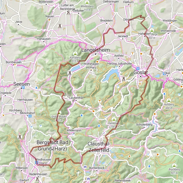 Map miniature of "The Ultimate Harz Gravel Climb" cycling inspiration in Braunschweig, Germany. Generated by Tarmacs.app cycling route planner