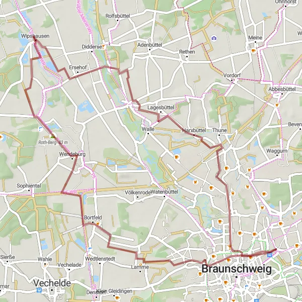 Karten-Miniaturansicht der Radinspiration "Entspannte Gravel-Tour durch die Umgebung" in Braunschweig, Germany. Erstellt vom Tarmacs.app-Routenplaner für Radtouren