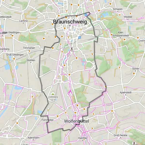 Map miniature of "The Nußberg Loop" cycling inspiration in Braunschweig, Germany. Generated by Tarmacs.app cycling route planner