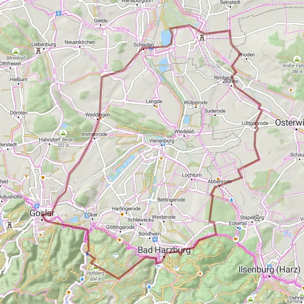 Map miniature of "Harz Gravel Adventure" cycling inspiration in Braunschweig, Germany. Generated by Tarmacs.app cycling route planner