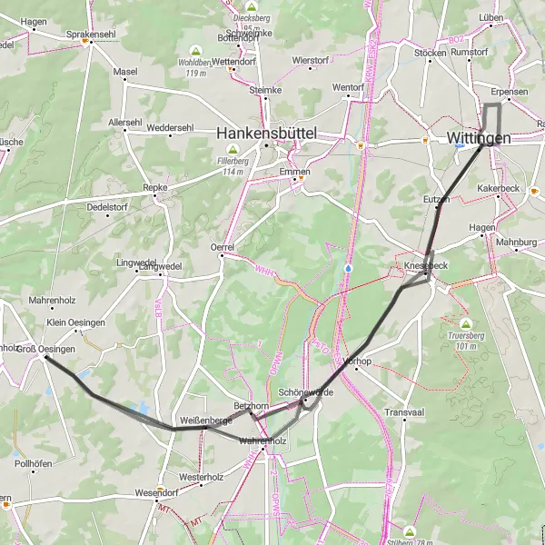 Karten-Miniaturansicht der Radinspiration "Nordöstliches Abenteuer" in Braunschweig, Germany. Erstellt vom Tarmacs.app-Routenplaner für Radtouren