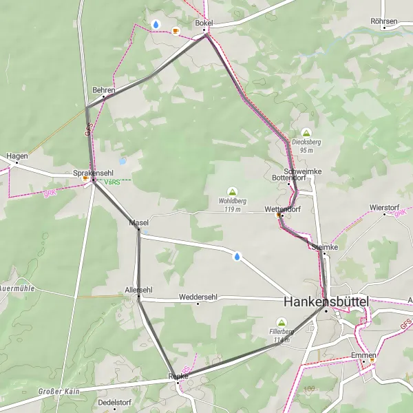 Karten-Miniaturansicht der Radinspiration "Kurzstrecke ins Grüne" in Braunschweig, Germany. Erstellt vom Tarmacs.app-Routenplaner für Radtouren