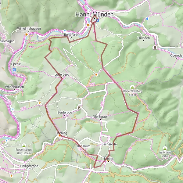 Map miniature of "Gravel Escape: Nature Exploration" cycling inspiration in Braunschweig, Germany. Generated by Tarmacs.app cycling route planner