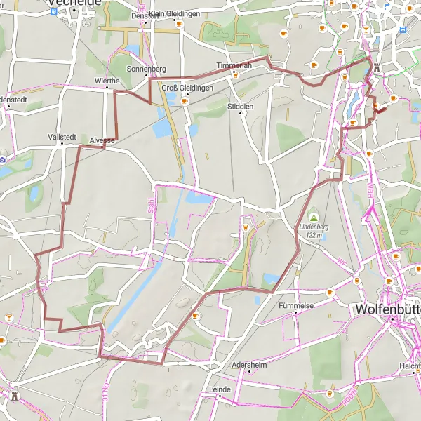 Map miniature of "Lindenberg and Salzgitter Exploration" cycling inspiration in Braunschweig, Germany. Generated by Tarmacs.app cycling route planner