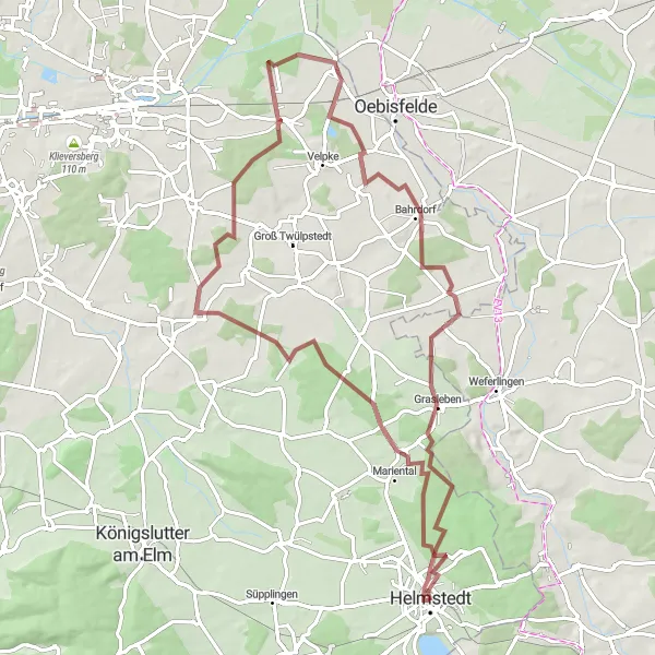 Karten-Miniaturansicht der Radinspiration "Gravel-Tour durch das Helmstedter Umland" in Braunschweig, Germany. Erstellt vom Tarmacs.app-Routenplaner für Radtouren