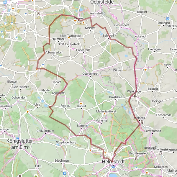 Karten-Miniaturansicht der Radinspiration "Naturerlebnis Elm-Lappwald" in Braunschweig, Germany. Erstellt vom Tarmacs.app-Routenplaner für Radtouren