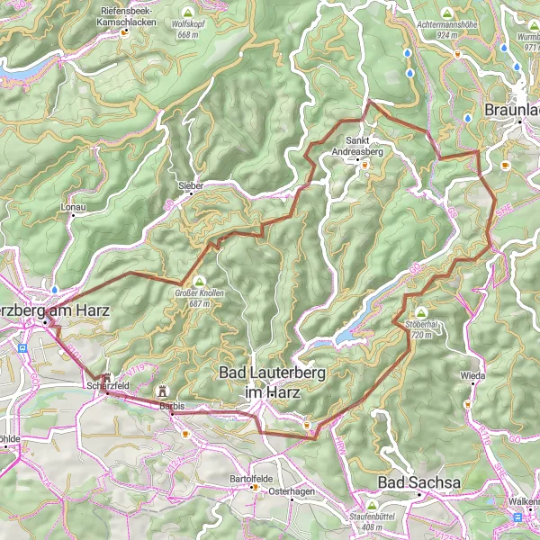 Karten-Miniaturansicht der Radinspiration "Abenteuerliche Naturtour im Harz" in Braunschweig, Germany. Erstellt vom Tarmacs.app-Routenplaner für Radtouren