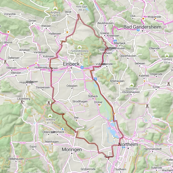 Map miniature of "Gravel Adventure in Kuventhal" cycling inspiration in Braunschweig, Germany. Generated by Tarmacs.app cycling route planner