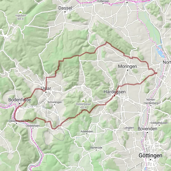 Map miniature of "Challenging Hills and Beautiful Landscapes" cycling inspiration in Braunschweig, Germany. Generated by Tarmacs.app cycling route planner