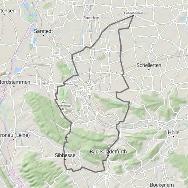 Karten-Miniaturansicht der Radinspiration "Rund um Hohenhameln" in Braunschweig, Germany. Erstellt vom Tarmacs.app-Routenplaner für Radtouren