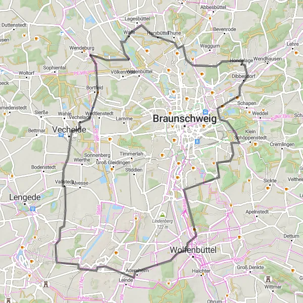 Karten-Miniaturansicht der Radinspiration "Radtour durch Salzgitter und Vechelde" in Braunschweig, Germany. Erstellt vom Tarmacs.app-Routenplaner für Radtouren