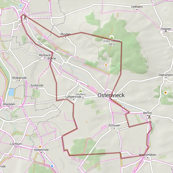 Karten-Miniaturansicht der Radinspiration "Rundtour Großer Fallstein" in Braunschweig, Germany. Erstellt vom Tarmacs.app-Routenplaner für Radtouren