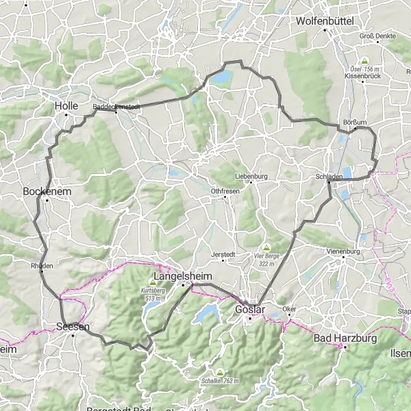 Map miniature of "Hornburg to Börßum Loop" cycling inspiration in Braunschweig, Germany. Generated by Tarmacs.app cycling route planner