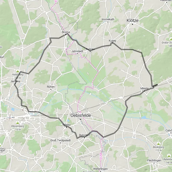 Map miniature of "Nature Experience" cycling inspiration in Braunschweig, Germany. Generated by Tarmacs.app cycling route planner