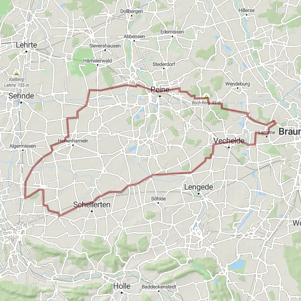 Map miniature of "Lormilla-Gegend Monteforte" cycling inspiration in Braunschweig, Germany. Generated by Tarmacs.app cycling route planner
