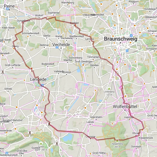 Karten-Miniaturansicht der Radinspiration "Fahrradtour von Ohrum nach Ösel und zurück" in Braunschweig, Germany. Erstellt vom Tarmacs.app-Routenplaner für Radtouren
