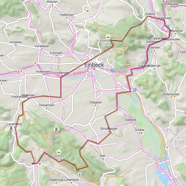 Map miniature of "Olxheim Loop" cycling inspiration in Braunschweig, Germany. Generated by Tarmacs.app cycling route planner
