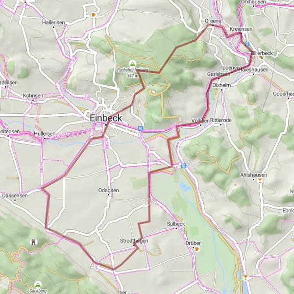 Map miniature of "Altendorfer Berg Gravel Loop" cycling inspiration in Braunschweig, Germany. Generated by Tarmacs.app cycling route planner