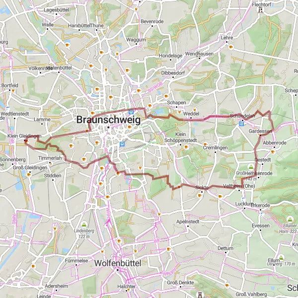 Karten-Miniaturansicht der Radinspiration "Herausforderung und Natur verbinden" in Braunschweig, Germany. Erstellt vom Tarmacs.app-Routenplaner für Radtouren
