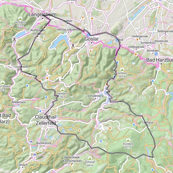 Map miniature of "Harz National Park Road Cycling" cycling inspiration in Braunschweig, Germany. Generated by Tarmacs.app cycling route planner