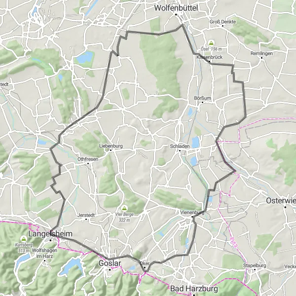 Map miniature of "Salzgitter-Bad and Hornburg" cycling inspiration in Braunschweig, Germany. Generated by Tarmacs.app cycling route planner