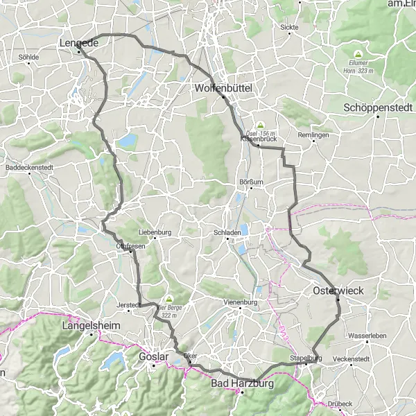 Map miniature of "Lengede - Seilbahnberg Loop" cycling inspiration in Braunschweig, Germany. Generated by Tarmacs.app cycling route planner