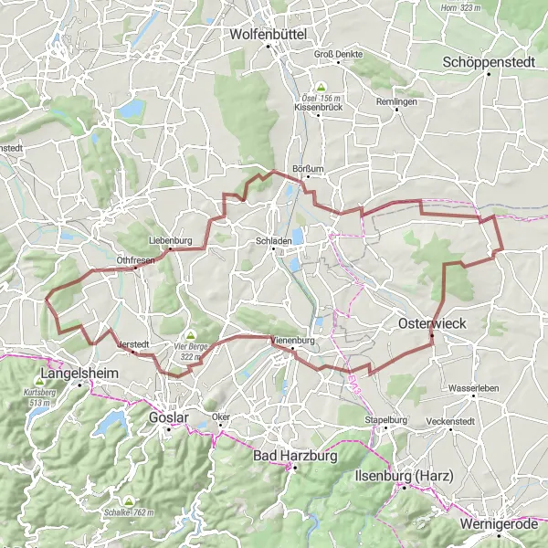 Map miniature of "Off-Road Adventure near Lutter am Barenberge" cycling inspiration in Braunschweig, Germany. Generated by Tarmacs.app cycling route planner