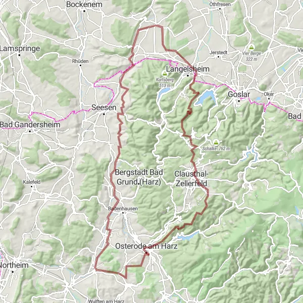 Map miniature of "Harz Mountains Gravel Adventure" cycling inspiration in Braunschweig, Germany. Generated by Tarmacs.app cycling route planner