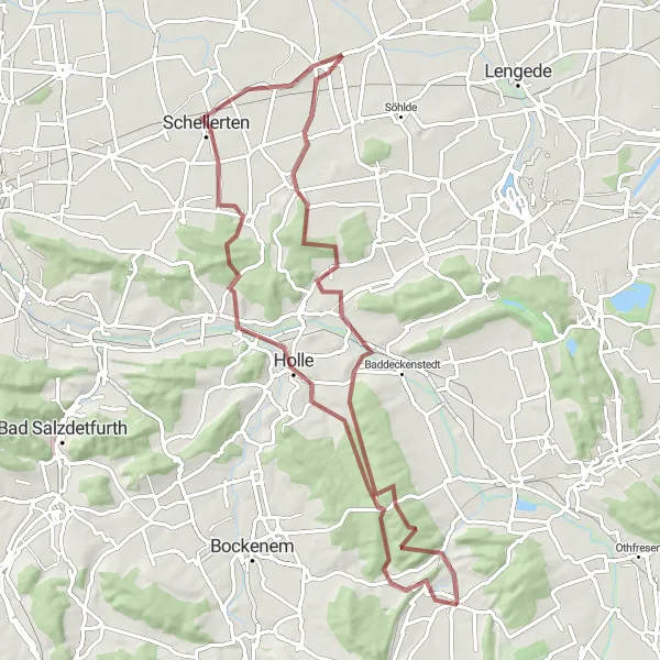 Karten-Miniaturansicht der Radinspiration "Erkundungstour durch die Natur bei Lutter am Barenberge" in Braunschweig, Germany. Erstellt vom Tarmacs.app-Routenplaner für Radtouren