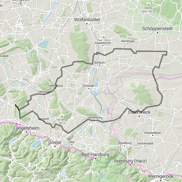 Karten-Miniaturansicht der Radinspiration "Road-Tour um Lutter am Barenberge" in Braunschweig, Germany. Erstellt vom Tarmacs.app-Routenplaner für Radtouren