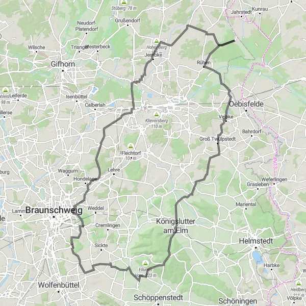 Map miniature of "Mascherode to Salzdahlum" cycling inspiration in Braunschweig, Germany. Generated by Tarmacs.app cycling route planner