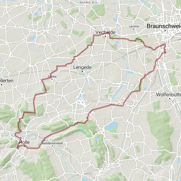 Map miniature of "Bergfried Challenge" cycling inspiration in Braunschweig, Germany. Generated by Tarmacs.app cycling route planner