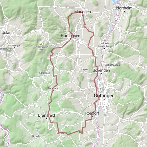 Map miniature of "The Gravel Adventure" cycling inspiration in Braunschweig, Germany. Generated by Tarmacs.app cycling route planner