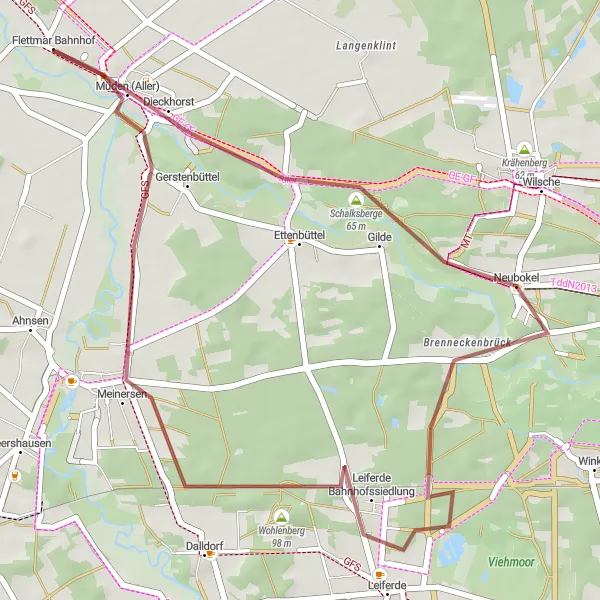 Karten-Miniaturansicht der Radinspiration "Idyllische Gravel-Tour durch die Natur" in Braunschweig, Germany. Erstellt vom Tarmacs.app-Routenplaner für Radtouren