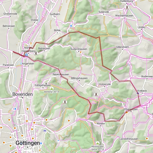 Karten-Miniaturansicht der Radinspiration "Entdecke die Natur rund um Nörten-Hardenberg" in Braunschweig, Germany. Erstellt vom Tarmacs.app-Routenplaner für Radtouren