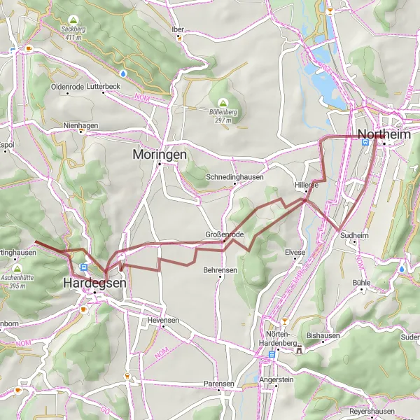 Karten-Miniaturansicht der Radinspiration "Gravel-Tour um Northeim" in Braunschweig, Germany. Erstellt vom Tarmacs.app-Routenplaner für Radtouren