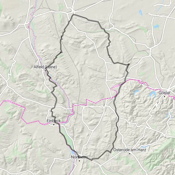 Map miniature of "The Ultimate Challenge: Road Cycling Extravaganza" cycling inspiration in Braunschweig, Germany. Generated by Tarmacs.app cycling route planner