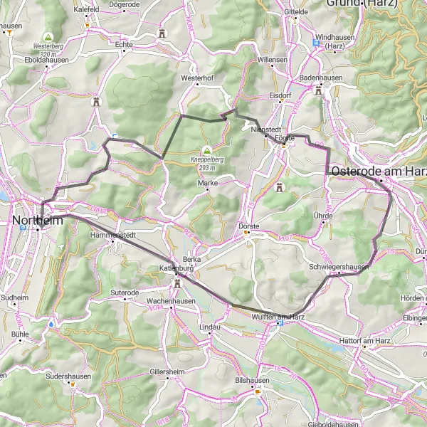 Karten-Miniaturansicht der Radinspiration "Road-Tour nach Wulften am Harz" in Braunschweig, Germany. Erstellt vom Tarmacs.app-Routenplaner für Radtouren