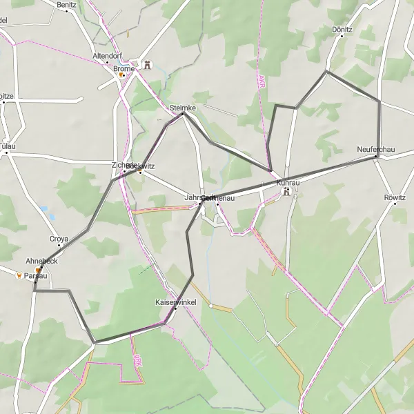 Karten-Miniaturansicht der Radinspiration "Straßentour Steimke-Jahrstedt" in Braunschweig, Germany. Erstellt vom Tarmacs.app-Routenplaner für Radtouren