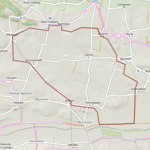Karten-Miniaturansicht der Radinspiration "Kleine Runde durch Klein Vahlberg" in Braunschweig, Germany. Erstellt vom Tarmacs.app-Routenplaner für Radtouren