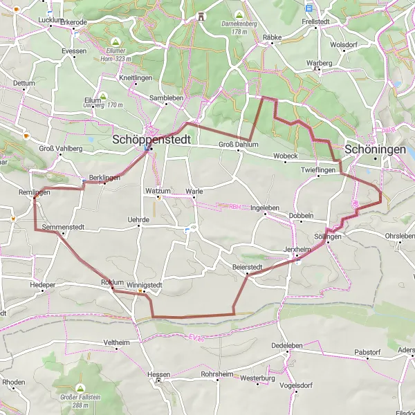 Karten-Miniaturansicht der Radinspiration "Gravel-Tour um den Heeseberg" in Braunschweig, Germany. Erstellt vom Tarmacs.app-Routenplaner für Radtouren