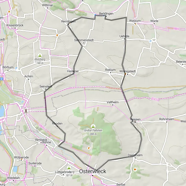 Map miniature of "Braunschweig to Osterwieck Loop" cycling inspiration in Braunschweig, Germany. Generated by Tarmacs.app cycling route planner